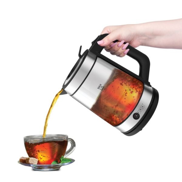 AFRA Electric Kettle 2200W – 1.7L Glass & Silver, Auto Shut-Off, AF-171850KTGS - Image 2