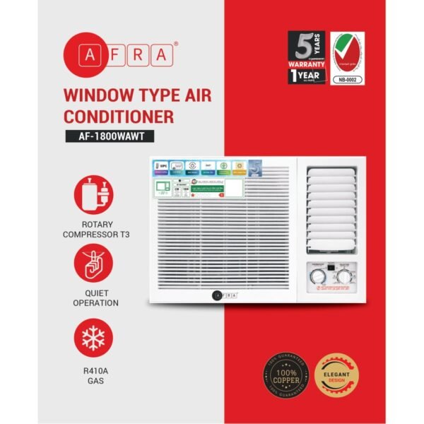 AFRA 2.0 Ton Window Air Conditioner Cooling Only Rotary R410a T3 White, AF-2400WAWT, 5 year compressor warranty - Image 2