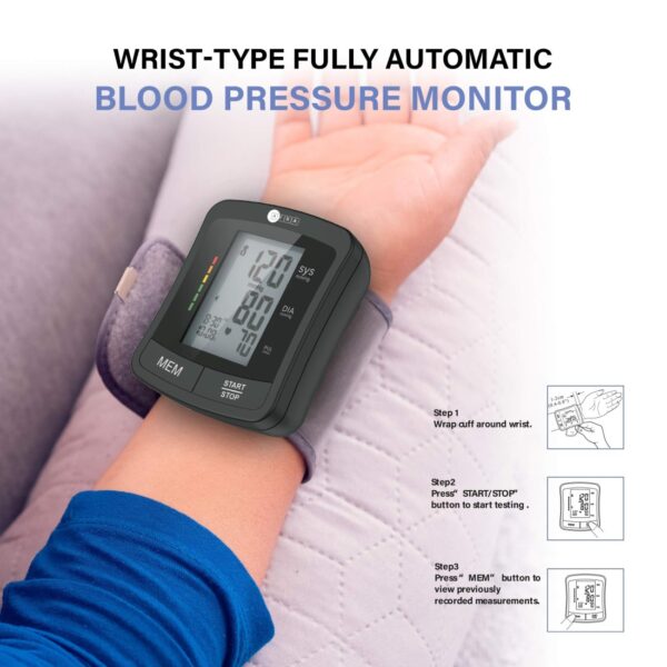 AFRA Digital Blood Pressure Monitor, AF-203BPMW, Black, Wrist Type, Small, 2 Year Warranty - Image 4