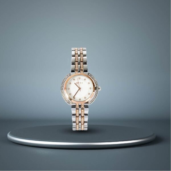 WATCHAFRA HELENE LADIES WATCH GOLD/SILVER CASE SILVER MOP DIAL SILVER/GOLD BRACELET, MODEL: AF22102, 1-Year Warranty - Image 3