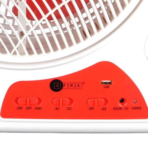 AFRA Portable Compact Fan, 6V, 12??, 4.5Ah, Rechargeable, Adjustable, Wide Angle Coverage, LED Night Light, USB Ports, Power Saving, Overcharge Protection, AF-2301RECF, With 2 Year Warranty. - Image 5