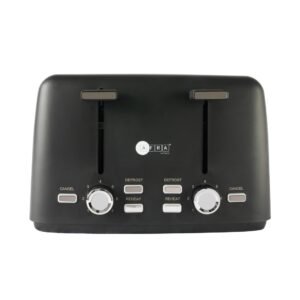 AFRA Electric Breakfast Toaster, 1600W, 4 Slots, Removable Crumb Tray, Matte Black Finish, Browning, Reheat, Defrost, G-Mark, ESMA, RoHS, CB, AF-24700TOBL, 2 years warranty