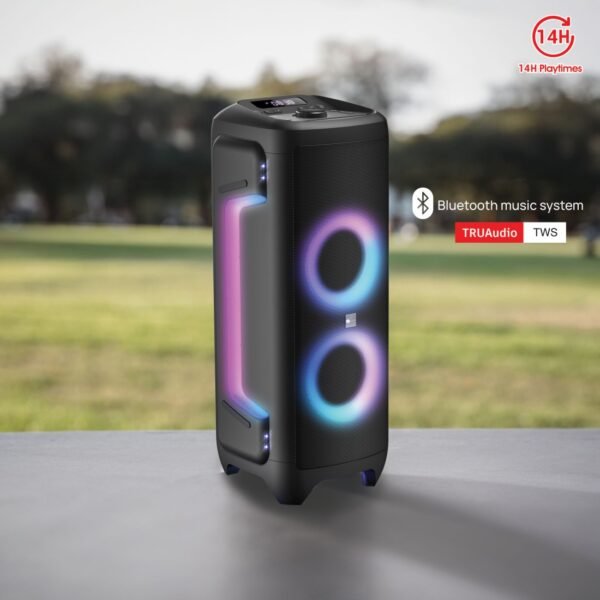 AFRA Party Speaker, 300 Watts, 24kg, Black, 15A Battery, Integrated FM Radio, Karaoke Mic, AF-300PSBK, 2 Years Warranty - Image 7