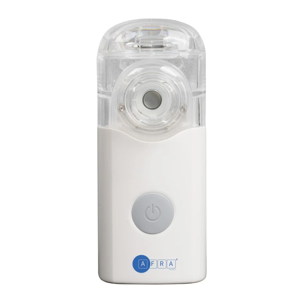 AFRA Mesh Nebulizer | White | Battery Operated | Portable & Silent | With Accessories | AF-401MN