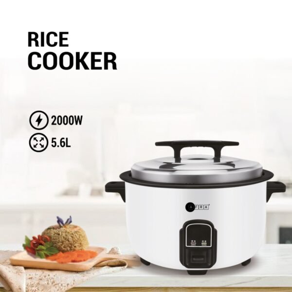 AFRA Rice Cooker, 5.6L, Keep-Warm Function 2000w, High Temperature Protection Measure Cup and Spoon White, AF-56220RCGL, 2-Year Warranty - Image 7
