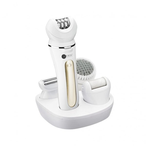 AFRA Ladies? Epillator Kit, Lithium-Ion Battery, Rechargeable, 90 Minutes Running Time, Swappable Heads, Ergonomic, Charging Base. AF-600LSWT, 2-year warranty.