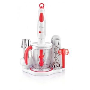 AFRA Hand Blender Set, 2-speed, 5-piece Hand Blender Set, 700W, Stainless Steel Shaft, GMARK, ESMA, ROHS, and CB Certified with White/Red, AF-7001BL-SET, 2 years Warranty,