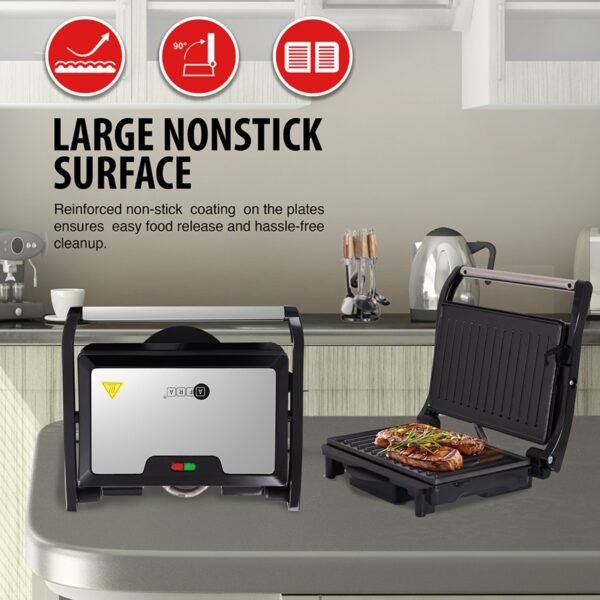 AFRA 750W Panini & Sandwich Maker – Non-Stick Grill Plates, Oil Tray, Stainless – AF-7520PMSS - Image 3