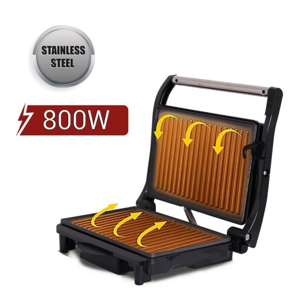 AFRA 750W Panini & Sandwich Maker – Non-Stick Grill Plates, Oil Tray, Stainless – AF-7520PMSS - Image 5