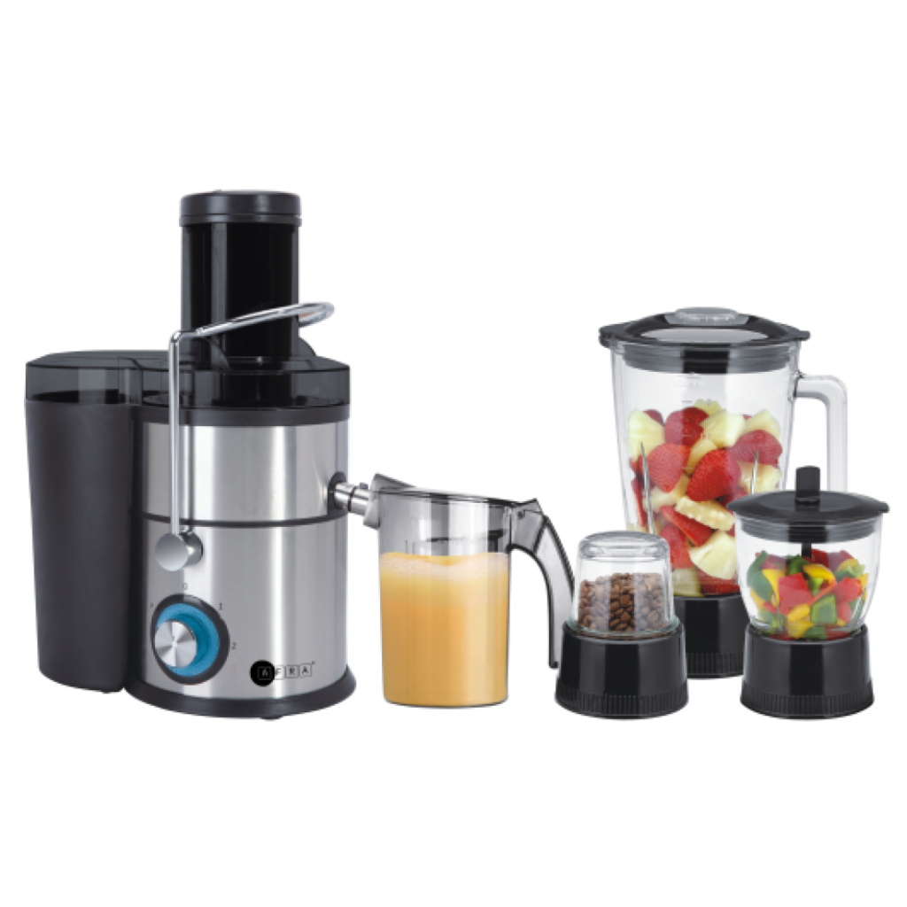 AFRA 4-in-1 Juicer & Blender – 1.5L Glass Jar, Meat Chopper, Grinder, 5-Speed Settings, Pulse Function