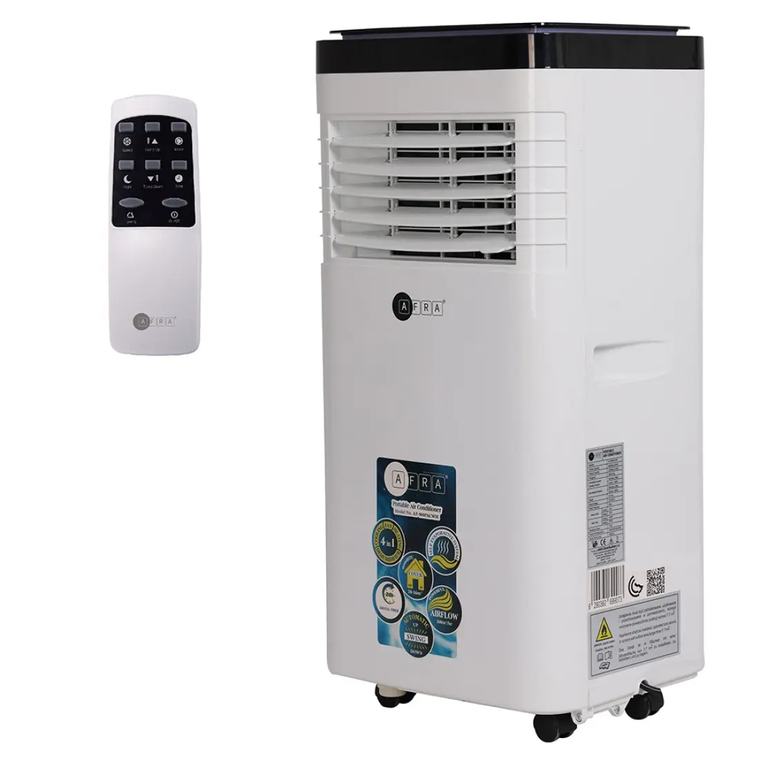 AFRA Portable Air Conditioner | 9000 BTU | Remote Control | 24-Hour Timer | Digital Display | AF-900PACWH