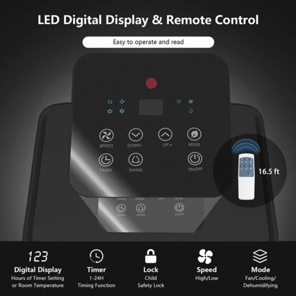 AFRA PORTABLE AIR CONDITIONER 9000 BTU, REMOTE CONTROL, 24 HRS TIMER, DIGITAL DISPLAY - Image 3