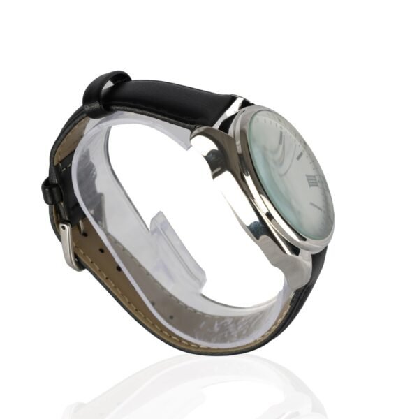 AFRA RYDER GENTS WATCH SILVER CASE WHITE DIAL BLACK LEATHER - Image 3
