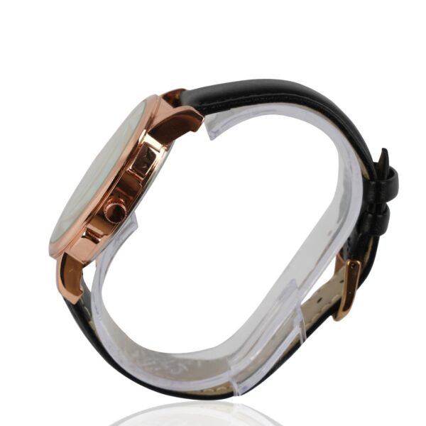 AFRA dazzler gents watch rose gold case white dial black leather, AF10301, 1-year warranty. - Image 3