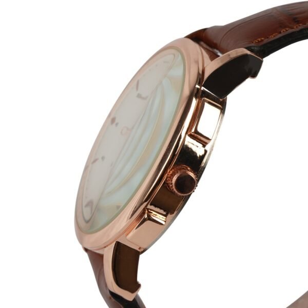 AFRA Dazzler Gents Watch | Rose Gold Case | White Dial | Brown Leather Strap | AF10302 - Image 3