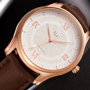 AFRA Maximus Gentleman?s Watch, Rose Gold Case, Leather Strap, Water Resistant 30m