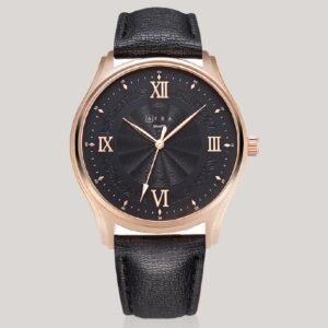 AFRA Maximus Gentleman?s Watch, Rose Gold Case, Leather Strap, Water Resistant 30m