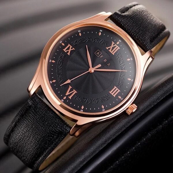 AFRA Maximus Gentleman?s Watch, Rose Gold Case, Leather Strap, Water Resistant 30m - Image 2