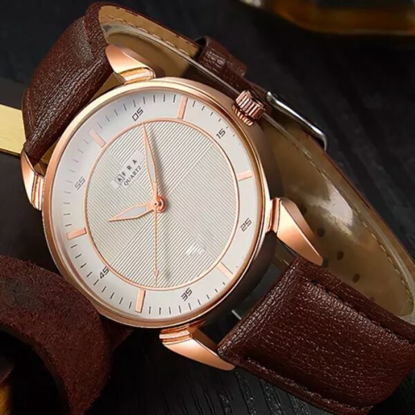 AFRA Conrad Gentleman?s Watch, Design, Rose Gold Metal Alloy Case, Leather Strap, Water Resistant 30m - Image 2