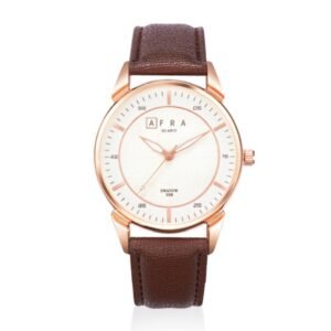 AFRA Conrad Gentleman?s Watch, Design, Rose Gold Metal Alloy Case, Leather Strap, Water Resistant 30m