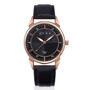 AFRA Conrad Gentleman?s Watch, Design, Rose Gold Metal Alloy Case, Leather Strap, Water Resistant 30m