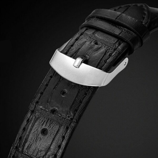 AFRA MOMENT GENTS WATCH SILVER CASE WHITE DIAL BLACK LEATHER - Image 3