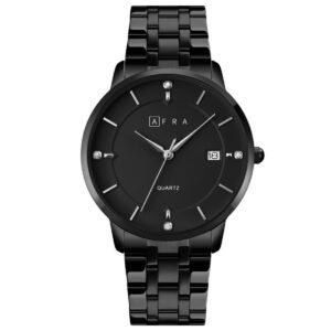AFRA RYKER GENTS WATCH BLACK CASE BLACK DIAL BLACK BRACELET