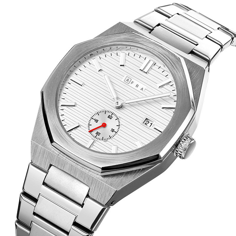 AFRA Octavian Gents Watch | Silver Case | White Dial | Silver Bracelet | Model AF11401 - Image 2