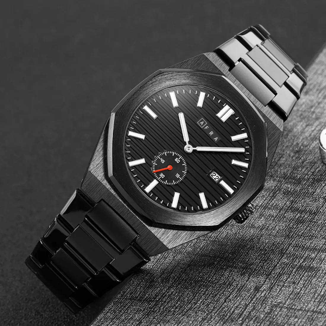 AFRA Octavian Gents Watch | Black Case | Black Dial | Black Bracelet | Model AF11402 - Image 3