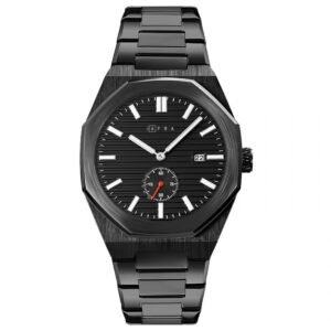 AFRA OCTAVIAN GENTS WATCH BLACK CASE BLACK DIAL BLACK BRACELET