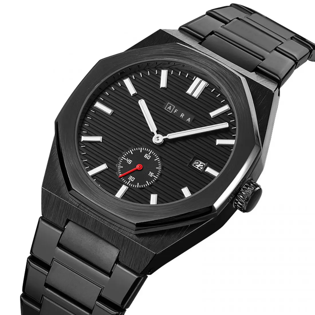 AFRA Octavian Gents Watch | Black Case | Black Dial | Black Bracelet | Model AF11402 - Image 2