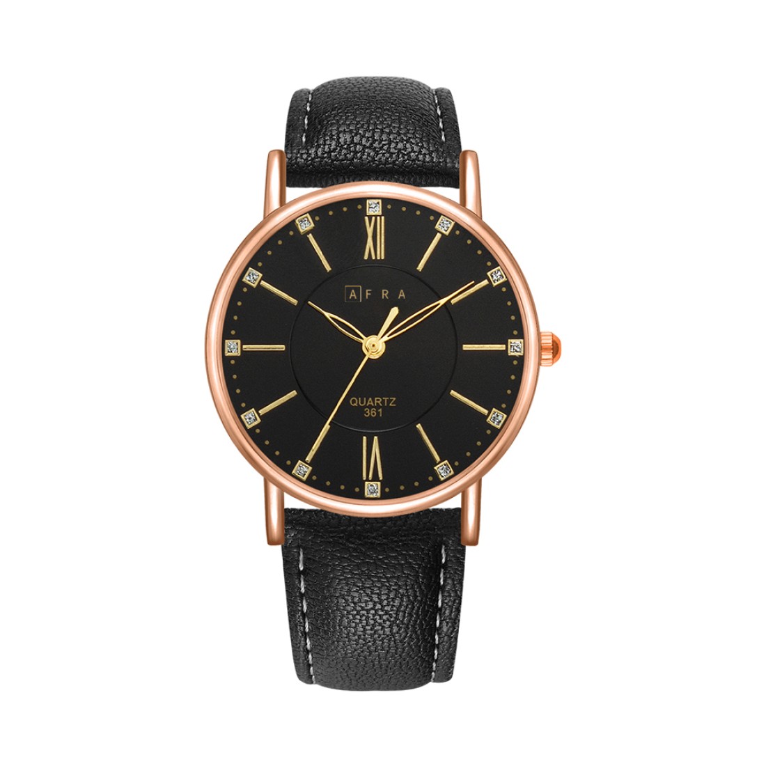AFRA Kara Lady?s Watch, Lightweight Rose Gold Metal Case, Leather Strap, Water Resistant 30m