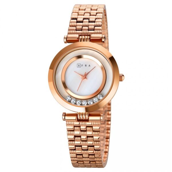 AFRA BALLARE LADIES WATCH ROSE GOLD CASE WHITE DIAL ROSEGOLD BRACELET