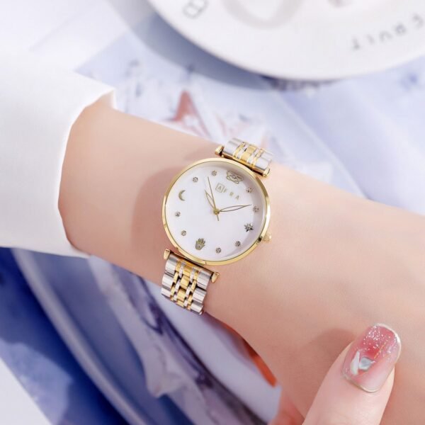 AFRA LUNA LADIES WATCH GOLD/SILVER CASE WHITE MOP DIAL SILVER/GOLD BRACELET - Image 2