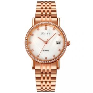 AFRA CALLA LADIES WATCH ROSE GOLD CASE WHITE MOP DIAL ROSEGOLD BRACELET
