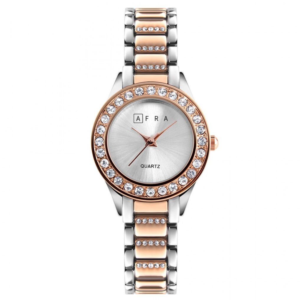 AFRA Shein Ladies Watch | Rose Gold/Silver Case | Silver Dial | Two-Tone Bracelet | AF21103