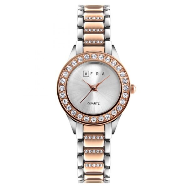 AFRA SHEIN LADIES WATCH ROSE GOLD/SILVER CASE SILVER DIAL SILVER/ROSEGOLD BRACELET