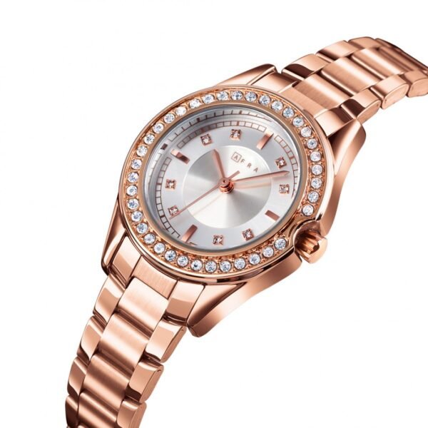 AFRA CELESTE LADIES WATCH ROSE GOLD CASE SILVER DIAL ROSEGOLD BRACELET - Image 3