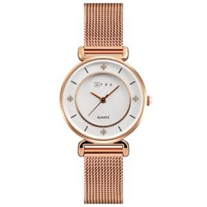 AFRA SHAE LADIES WATCH ROSE GOLD CASE WHITE DIAL ROSEGOLD MESH BRACELET