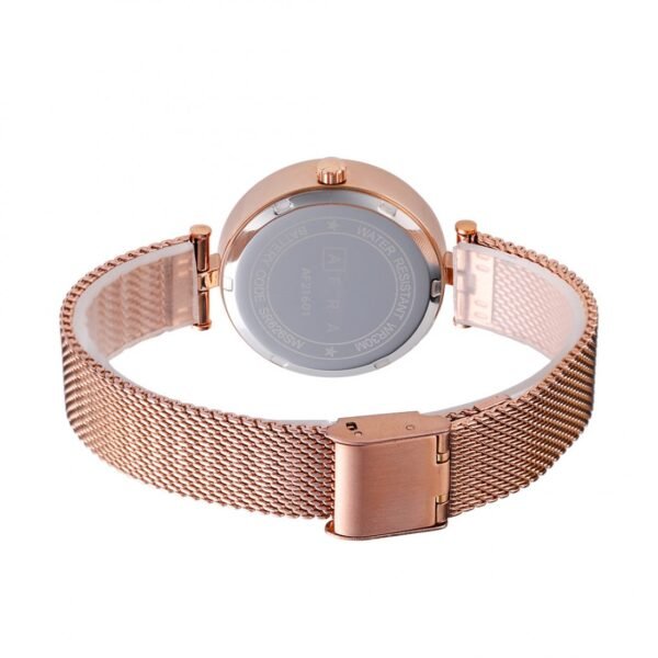 AFRA REGINA LADIES WATCH ROSE GOLD CASE WHITE DIAL ROSEGOLD MESH BRACELET - Image 4