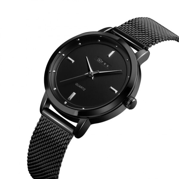 AFRA AVRIL LADIES WATCH BLACK CASE BLACK DIAL BLACK MESH BRACELET - Image 4