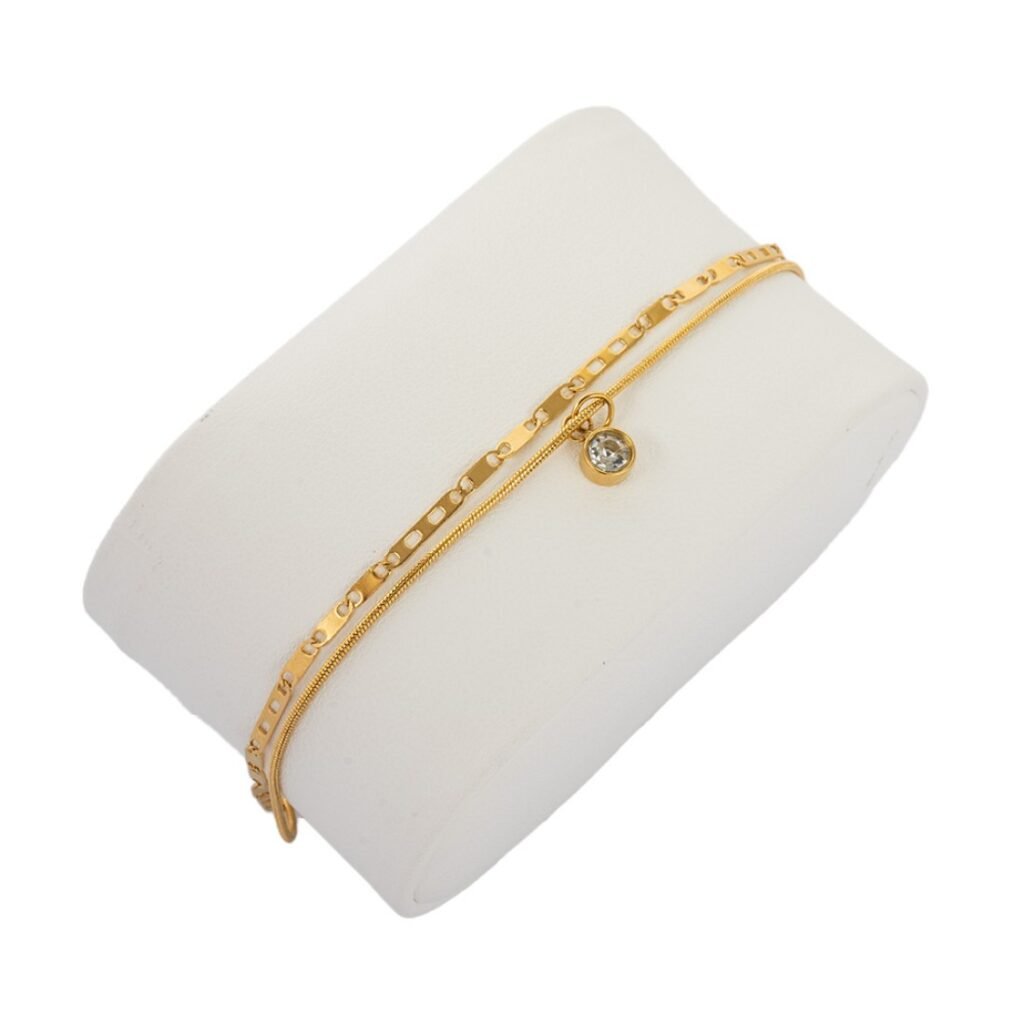 AFRA JEW Trinket Anklet | Gold Stainless Steel | Elegant Minimal Chain | AFJ24002A