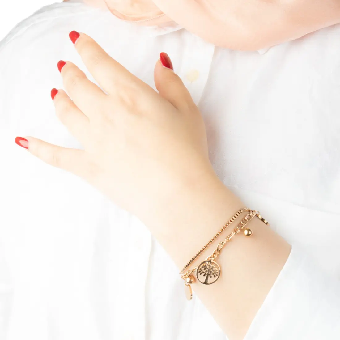 AFRA JEW Tree Bracelet | Rose Gold Stainless Steel | Tree of Life Charm | Elegant Symbolic Jewelry | AFJ12004B - Image 4