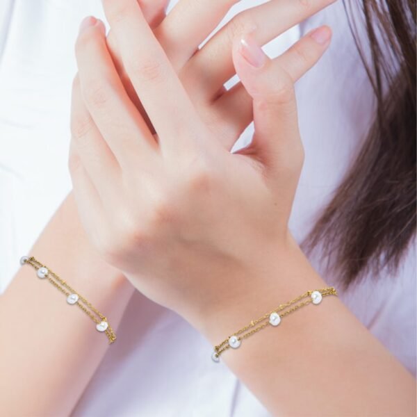 AFRA JEW PEARLET GOLD STAINLESS STEEL BRACELET - Image 6