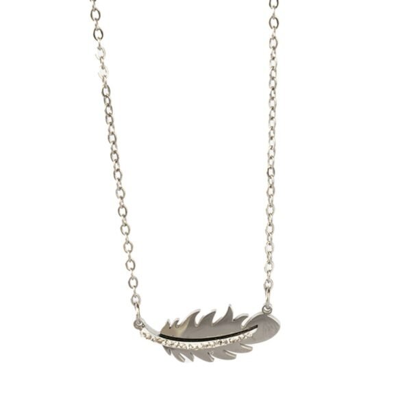 AFRA JEW Palmette Necklace | Silver Stainless Steel | Elegant Leaf Charm | AFJ80001N - Image 5