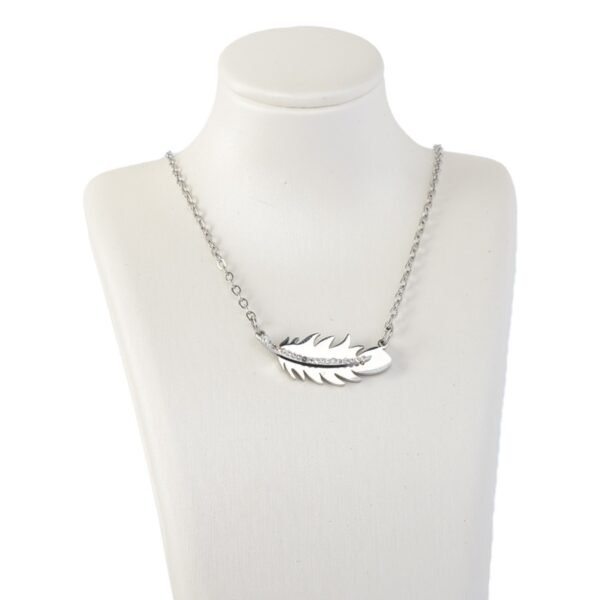 AFRA JEW Palmette Necklace | Silver Stainless Steel | Elegant Leaf Charm | AFJ80001N - Image 6