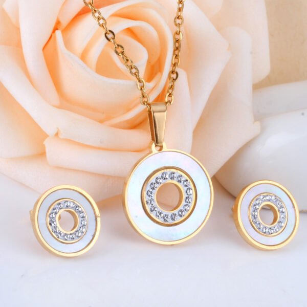 AFRA JEW Glaze Set | Gold Stainless Steel Necklace & Earrings | Glossy Elegant Jewelry | AFJ10008S - Image 2