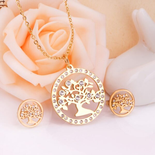 AFRA JEW Tree Set | Rosegold Stainless Steel Necklace & Earrings | Nature-Inspired Jewelry | AFJ12005S - Image 2