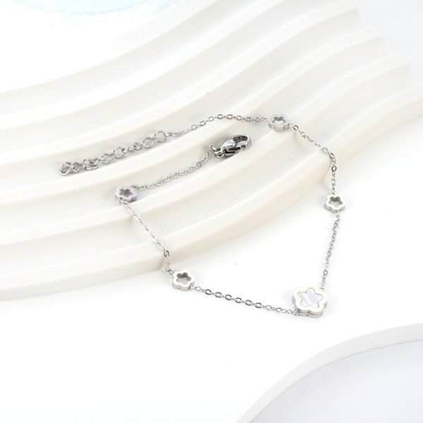 AFRA JEW CLOVER SILVER STAINLESS STEEL BRACELET - Image 2