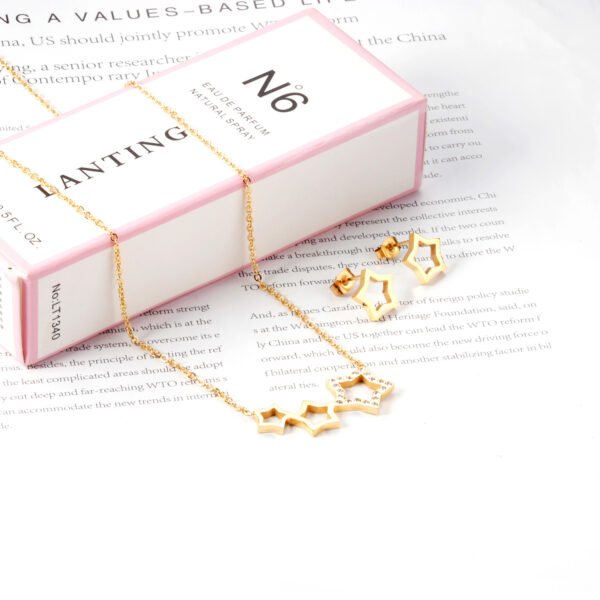AFRA JEW ORION ROSEGOLD STAINLESS STEEL SET -NECKLACE+EARRINGS - Image 2